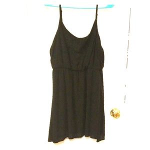 Adjustable strap black babydoll dress
